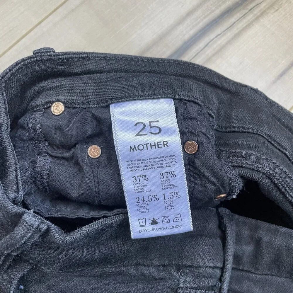 MOTHER The Looker Skinny Jeans Womens 25 Black‎ Mid Rise Minimalist Glam